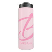 B Monogramm Personalisiert rosa Thermosbecher (Vorderseite)