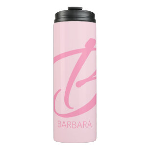 B Monogramm Personalisiert rosa Thermosbecher