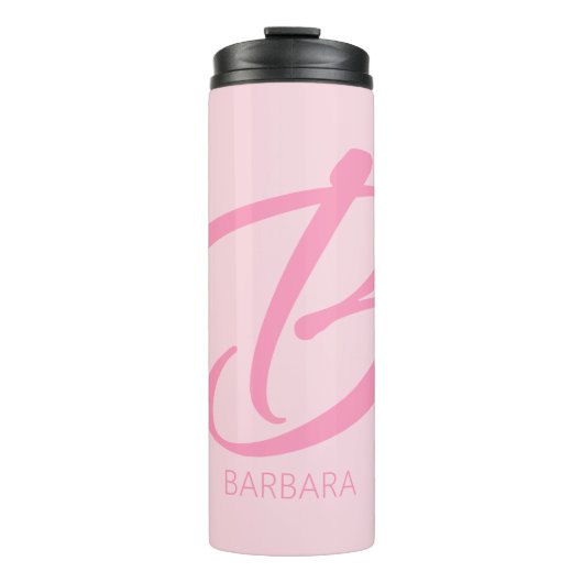 B Monogramm Personalisiert rosa Thermosbecher (Vorderseite)
