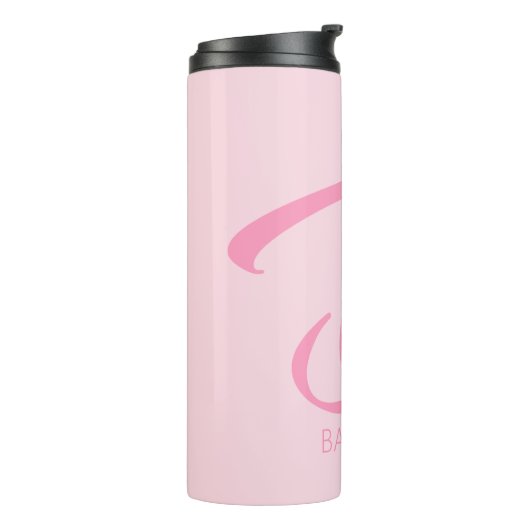 B Monogramm Personalisiert rosa Thermosbecher (Nach links gedreht)