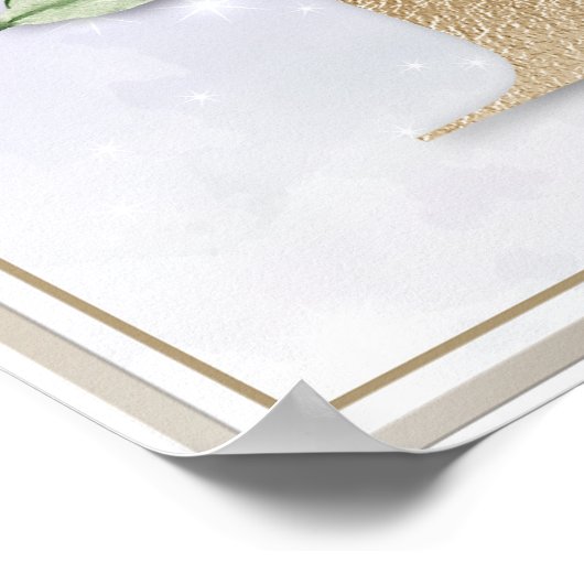 B Monogramm Pink Floral Poster (Ecke)