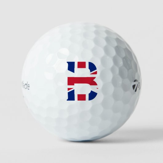 B Monogramm überlagert auf der Flagge der Union tm Golfball (Vorderseite)