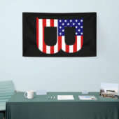 B Monogramm überlagert auf der Flagge der USA (v) Banner (Messeveranstaltung)