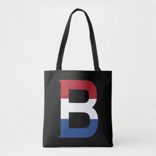 B Monogramm überlagert auf der NLD-Flagge auf bk s Tasche