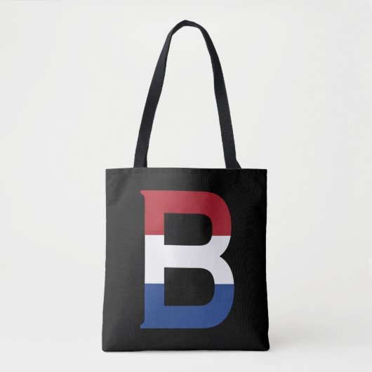 B Monogramm überlagert auf der NLD-Flagge auf bk s Tasche (Vorderseite)