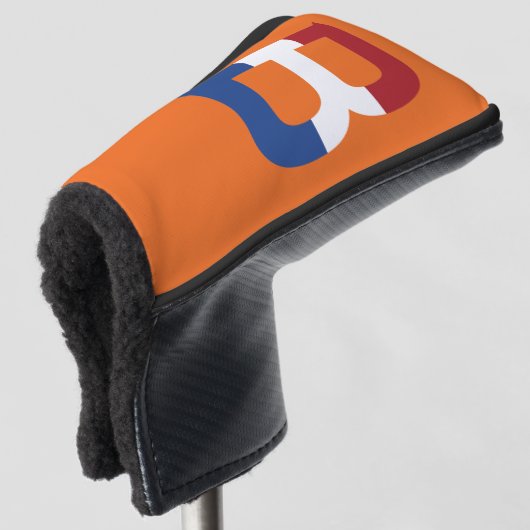 B Monogramm überlagert auf NLD-Flagge auf oder pcc Golf Headcover (3/4 Vorderseite)