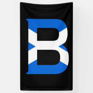 B Monogramm überlagert auf schottischer Flagge (v) Banner