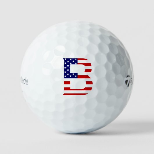 B Monogramm überlagert auf US-Flagge tmtp5 gbcnt Golfball (Vorderseite)