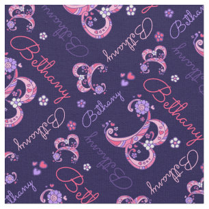 B Monogramm und personalisierte Bezeichnung Bethan Stoff