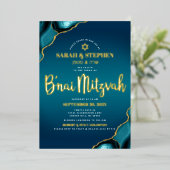 B’nai Mitzvah Turquoise Ombre Agate Bold Real Gold Folieneinladung (Stehend vorne)