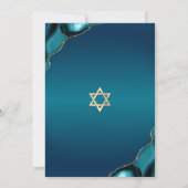 B’nai Mitzvah Turquoise Ombre Agate Gold Script Einladung (Rückseite)