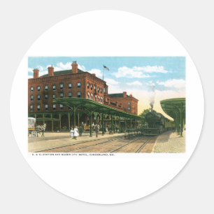 B&O Bahnhof & Queen City Hotel, Cumberland, MD Runder Aufkleber