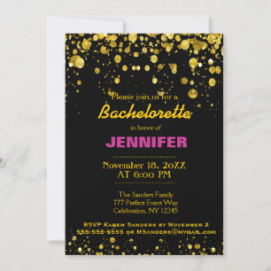 B PARTY   Schwarz und Gold Einladung