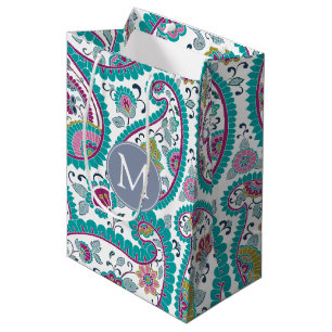 B Persian Boteh Paisley Pattern Monogram M Gift B Mittlere Geschenktüte
