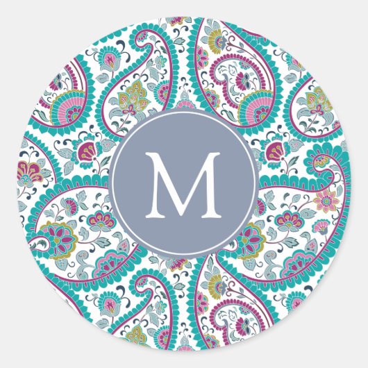B Persian Boteh Paisley Pattern Monogram Sticker (Vorderseite)