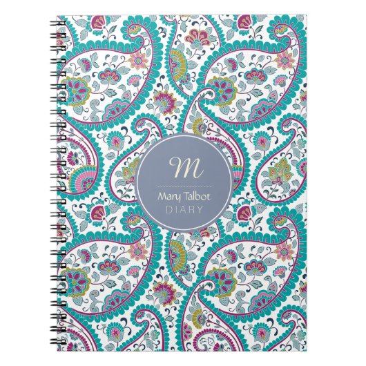 B Persian Boteley Pattern Monogram Diary N Notizblock (Vorderseite)