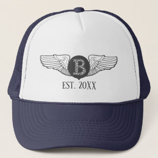 B Personalisierte Monogramm Luftfahrt-Pilotflüge Truckerkappe