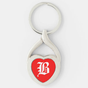 "B" Red Heart Schlüsselanhänger