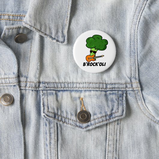 B-Rock-Oli Funny Rocker Broccoli Pun Button (Beispiel)