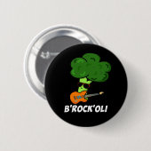 B-Rock-Oli Funny Rocker Broccoli Pun Dark BG Button (Vorne & Hinten)