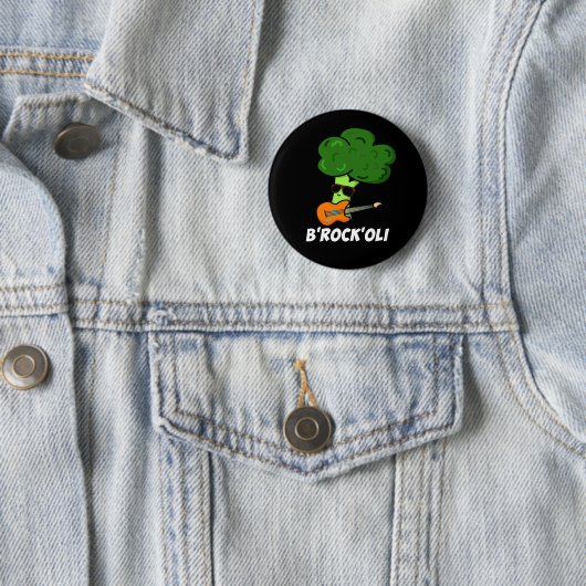B-Rock-Oli Funny Rocker Broccoli Pun Dark BG Button (Beispiel)