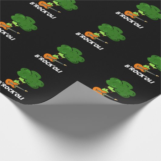 B-Rock-Oli Funny Rocker Broccoli Pun Dark BG Geschenkpapier (Ecke)