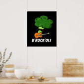 B-Rock-Oli Funny Rocker Broccoli Pun Dark BG Poster (Küche)