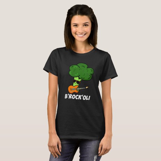 B-Rock-Oli Funny Rocker Broccoli Pun Dark BG T-Shirt (Vorne ganz)