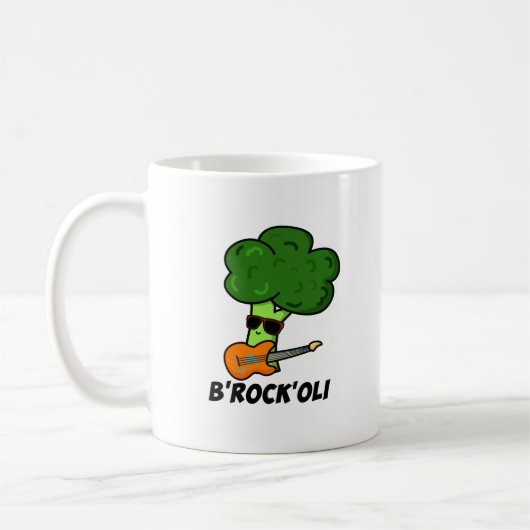 B-Rock-Oli Funny Rocker Broccoli Pun Kaffeetasse (Links)