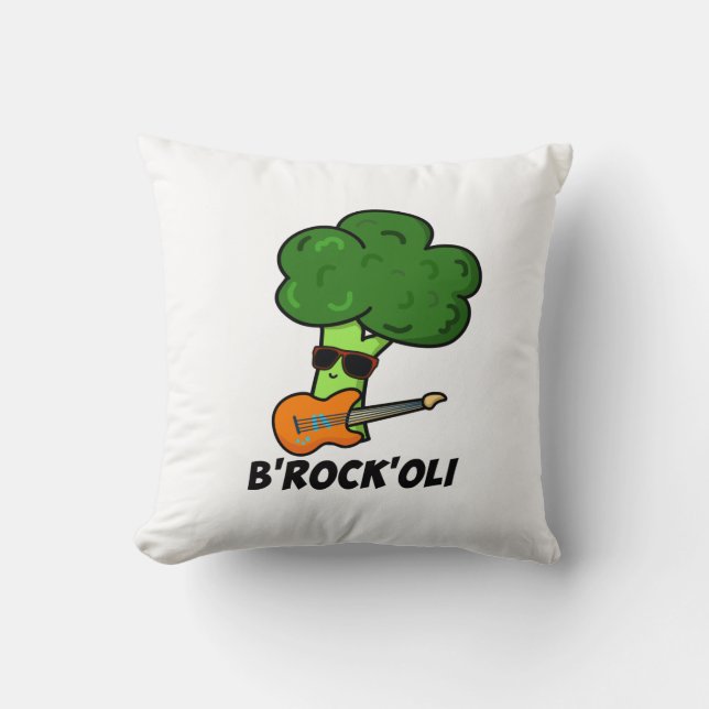 B-Rock-Oli Funny Rocker Broccoli Pun Kissen (Vorderseite)