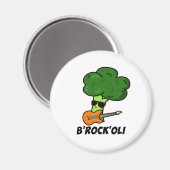 B-Rock-Oli Funny Rocker Broccoli Pun Magnet (Vorderseite/Rückseite)