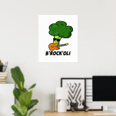 B-Rock-Oli Funny Rocker Broccoli Pun Poster (Heimbüro)