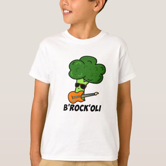 B-Rock-Oli Funny Rocker Broccoli Pun T-Shirt (Vorderseite)