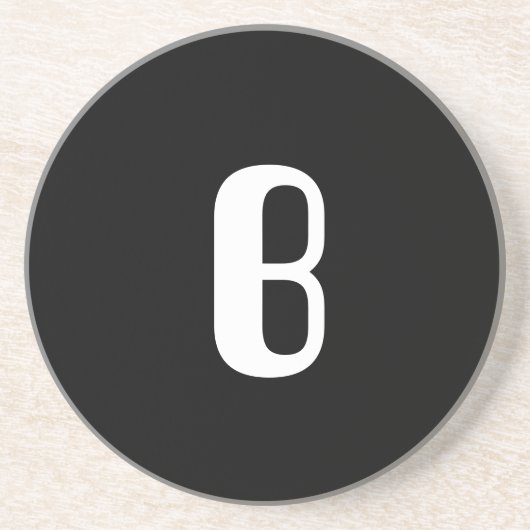 "B-", Rotes u. weißesKaromonogramm auf Weiß Untersetzer (Vorne)