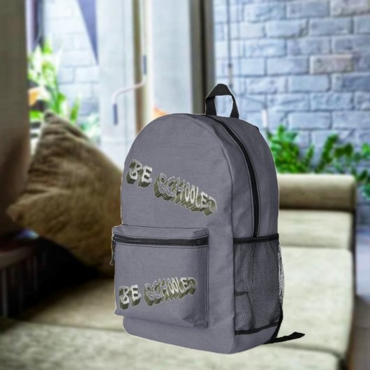 B Schooled Gray-Wht Bedruckter Rucksack
