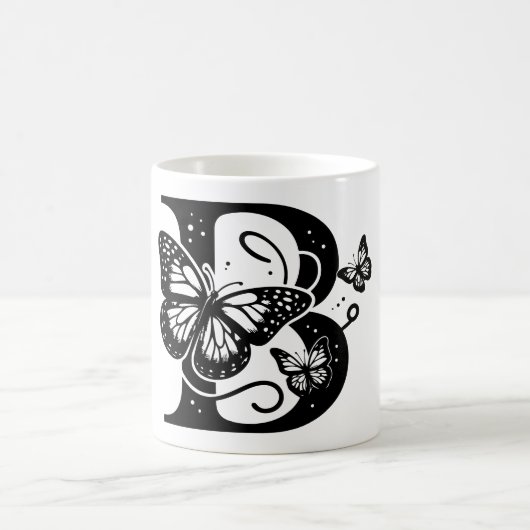 B Schwarzer Butterfly Verwandlungstasse (Mittel)