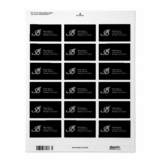 B Script-Imitate -"Diamond Bling" Adressaufkleber (Vorne)