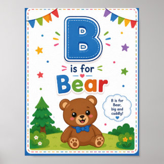 B steht für Bär Alphabet Poster für Kinder im Klas