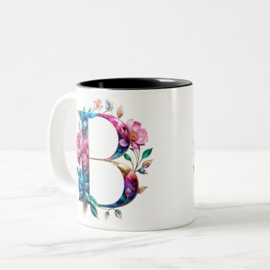 B Tasse für Kaffee - Blumendesign (Vorderseite Links)