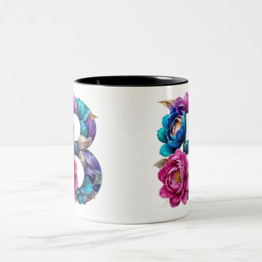 B Tasse für Kaffee - Blumendesign (Mittel)