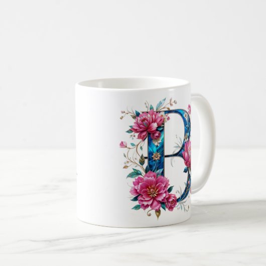 B Tasse für Kaffee - Blumendesign (VorderseiteRechts)