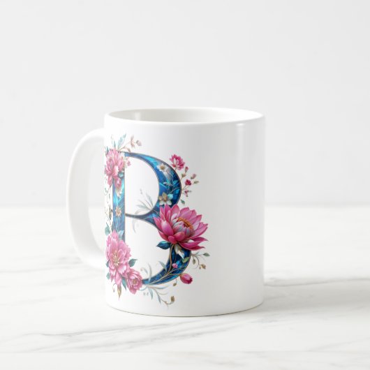B Tasse für Kaffee - Blumendesign (Vorderseite Links)