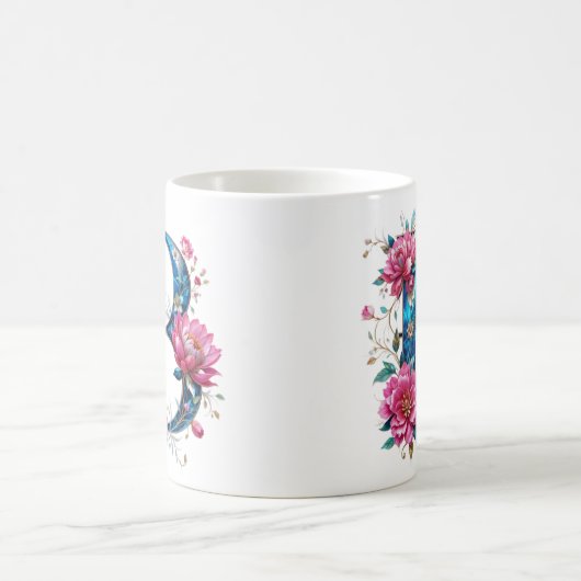 B Tasse für Kaffee - Blumendesign (Mittel)