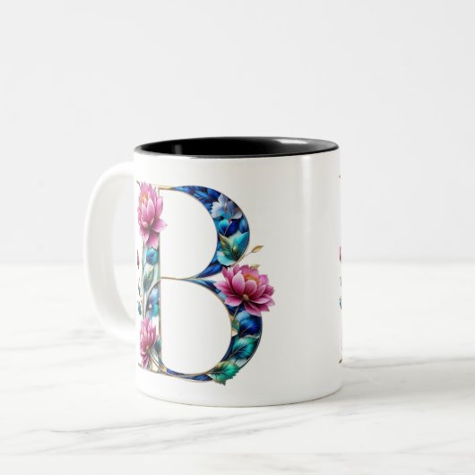 B Tasse für Kaffee - Blumendesign (Vorderseite Links)