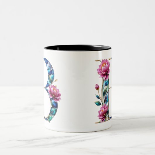 B Tasse für Kaffee - Blumendesign (Mittel)