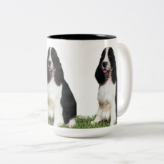 B u. englischer Springer #1 W Zweifarbige Tasse (VorderseiteRechts)