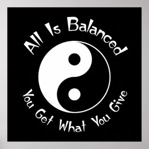 B u. w-Balance Yin Yang Plakat