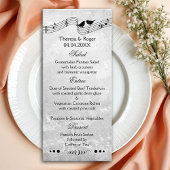 B- und W-Musik-Themed Wedding Menu Card Menükarte