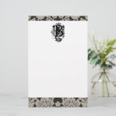 ‚B‘ Verzierte barocke Monogramm Briefpapier (Stehend Vorderseite)