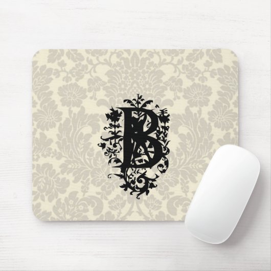 ‚B‘ Verzierte barocke Monogramm Mousepad (Mit Mouse)